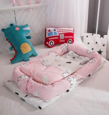 Crib Anti-pressure Newborn Foldable Portable Crib Middle Bed Baby Infant Mattress Bionic Travel Bed